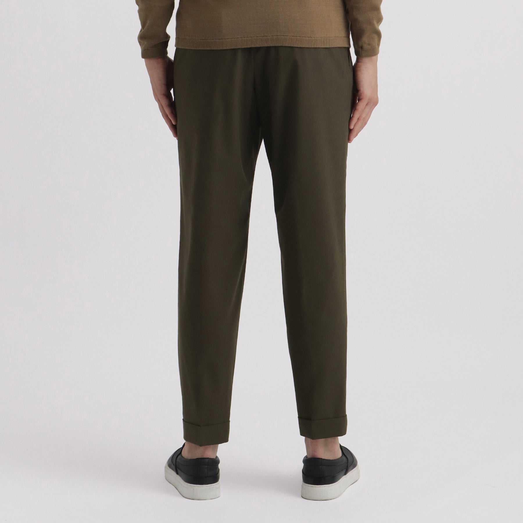 High Twist Cotton Panama Easy Trousers Color: Olive