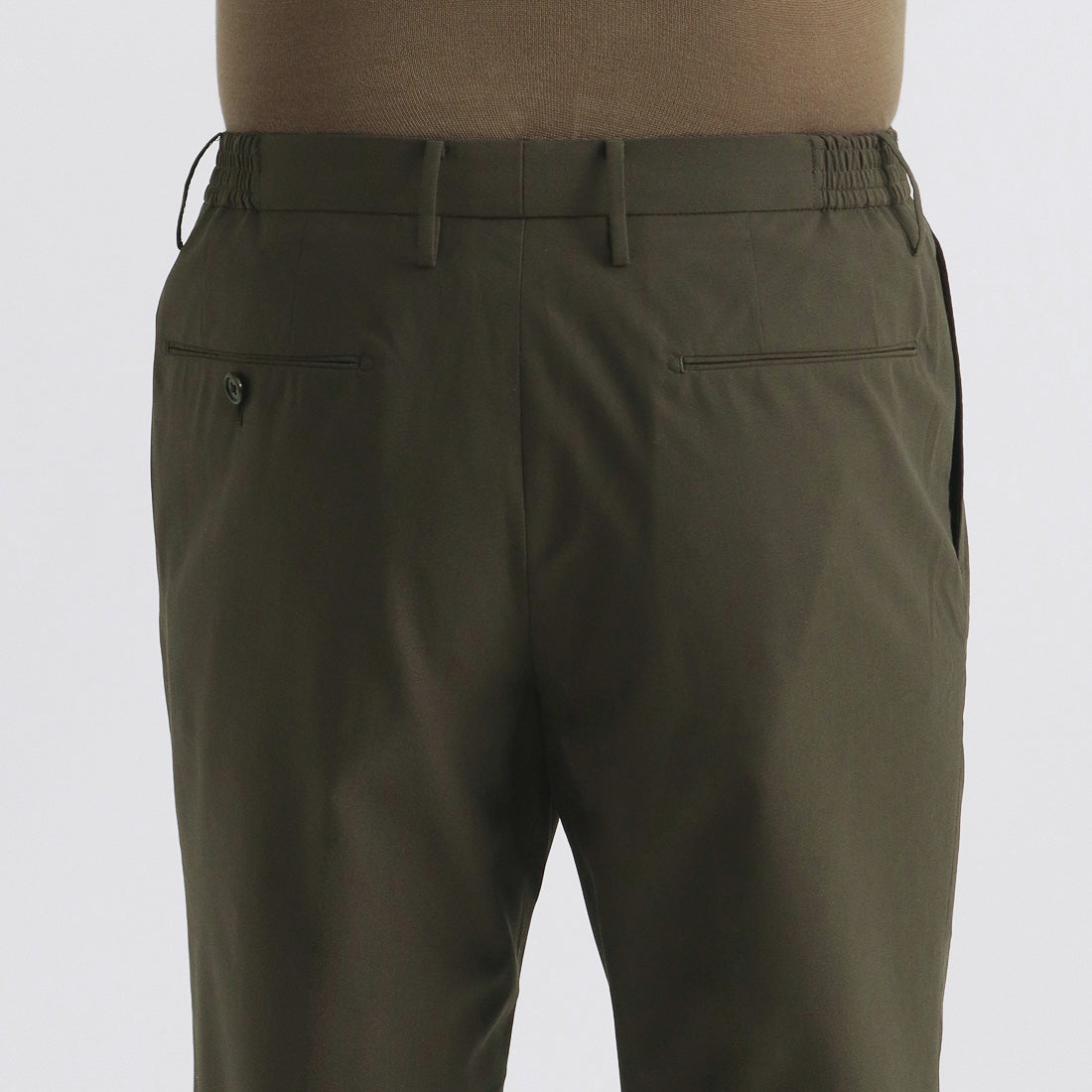 High Twist Cotton Panama Easy Trousers Color: Olive