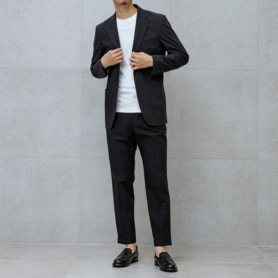 【極美品】+CLOTHET ハイツイストコットンパナマ ジャケット 黒 2 ハイツイストコットンパナマテーラードジャケット ブラック