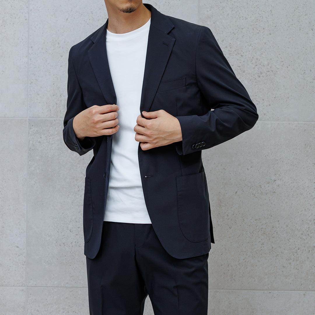 High Twist Cotton Panama Tailored Jacket Color: Navy