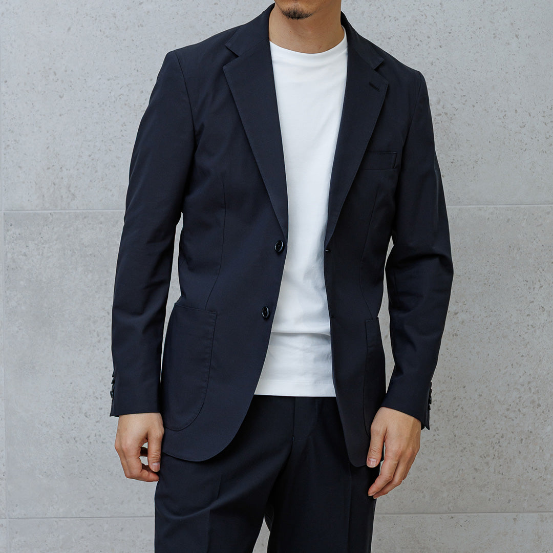 High Twist Cotton Panama Tailored Jacket Color: Navy