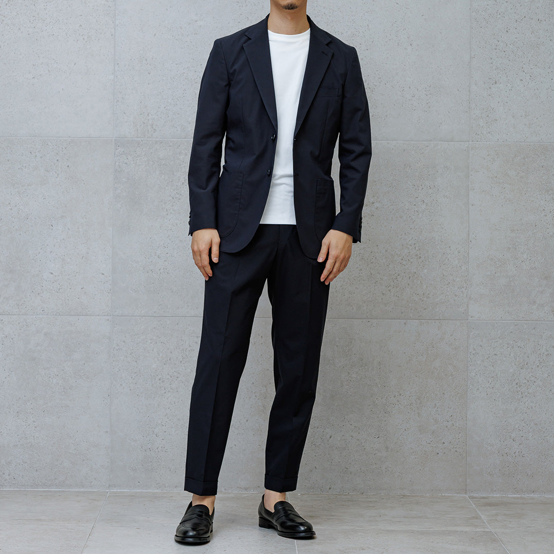 High Twist Cotton Panama Tailored Jacket Color: Navy