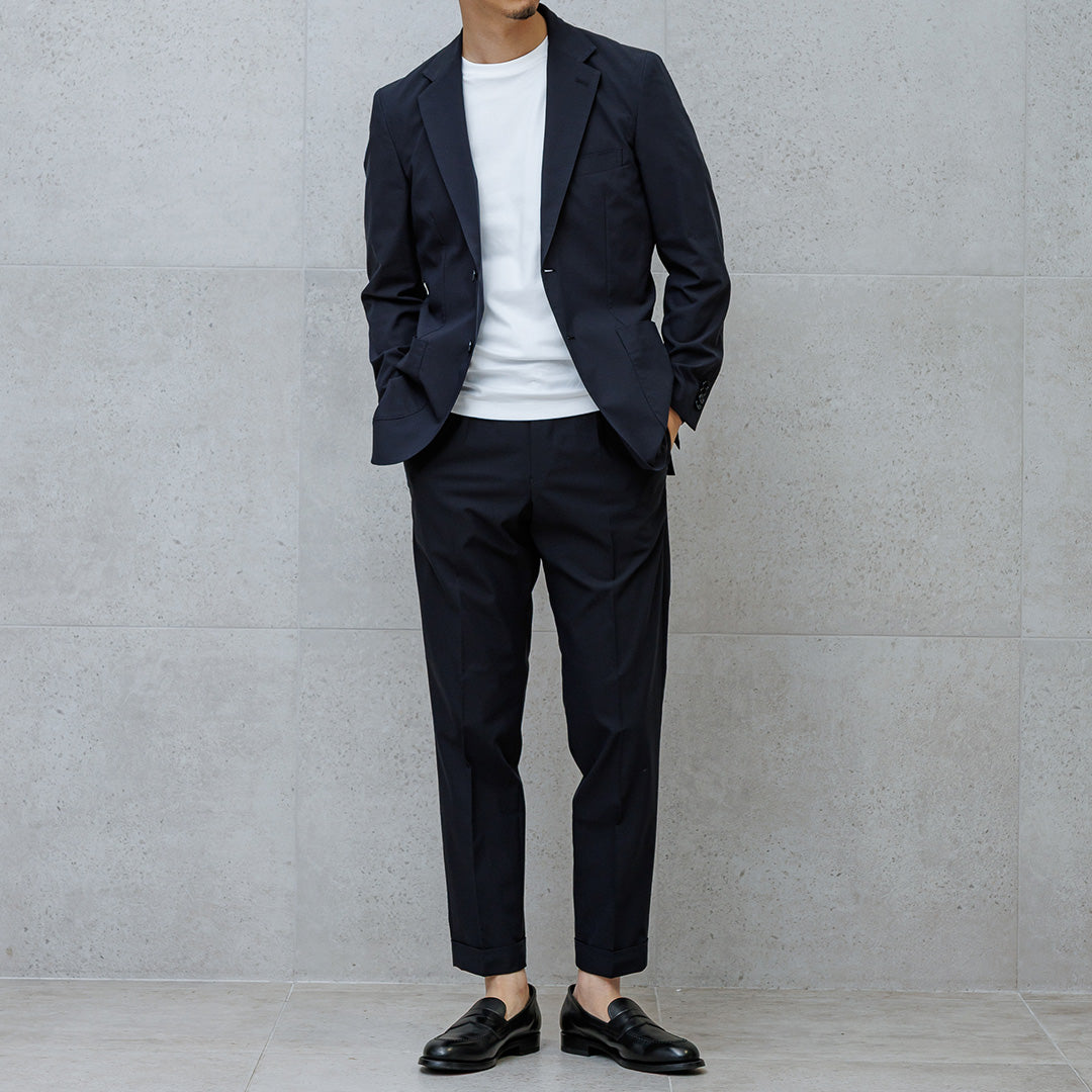 High Twist Cotton Panama Tailored Jacket Color: Navy