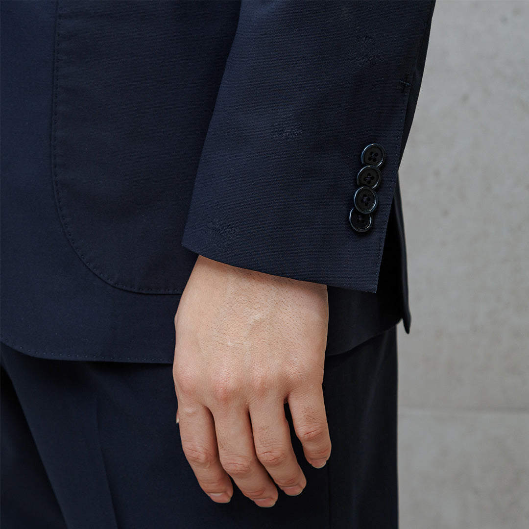 High Twist Cotton Panama Tailored Jacket Color: Navy