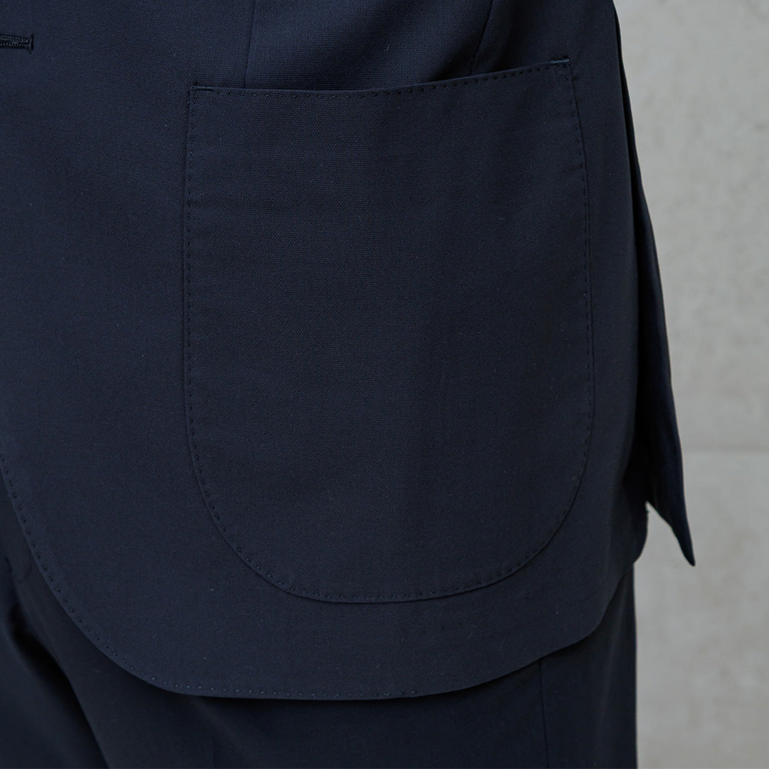 High Twist Cotton Panama Tailored Jacket Color: Navy