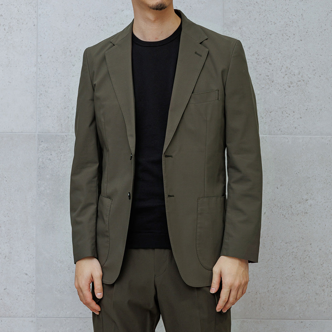High Twist Cotton Panama Tailored Jacket Color: Olive