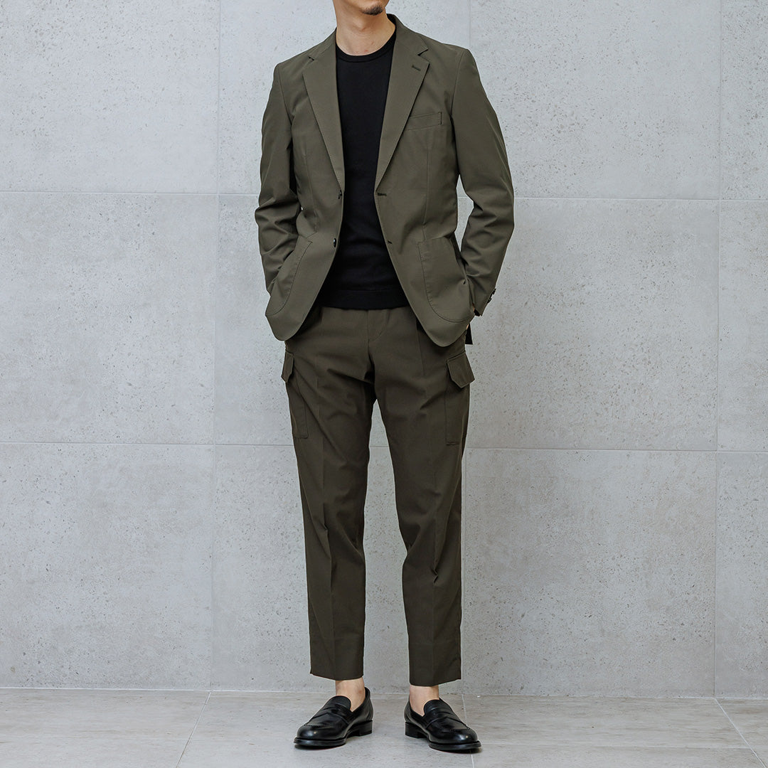 High Twist Cotton Panama Tailored Jacket Color: Olive