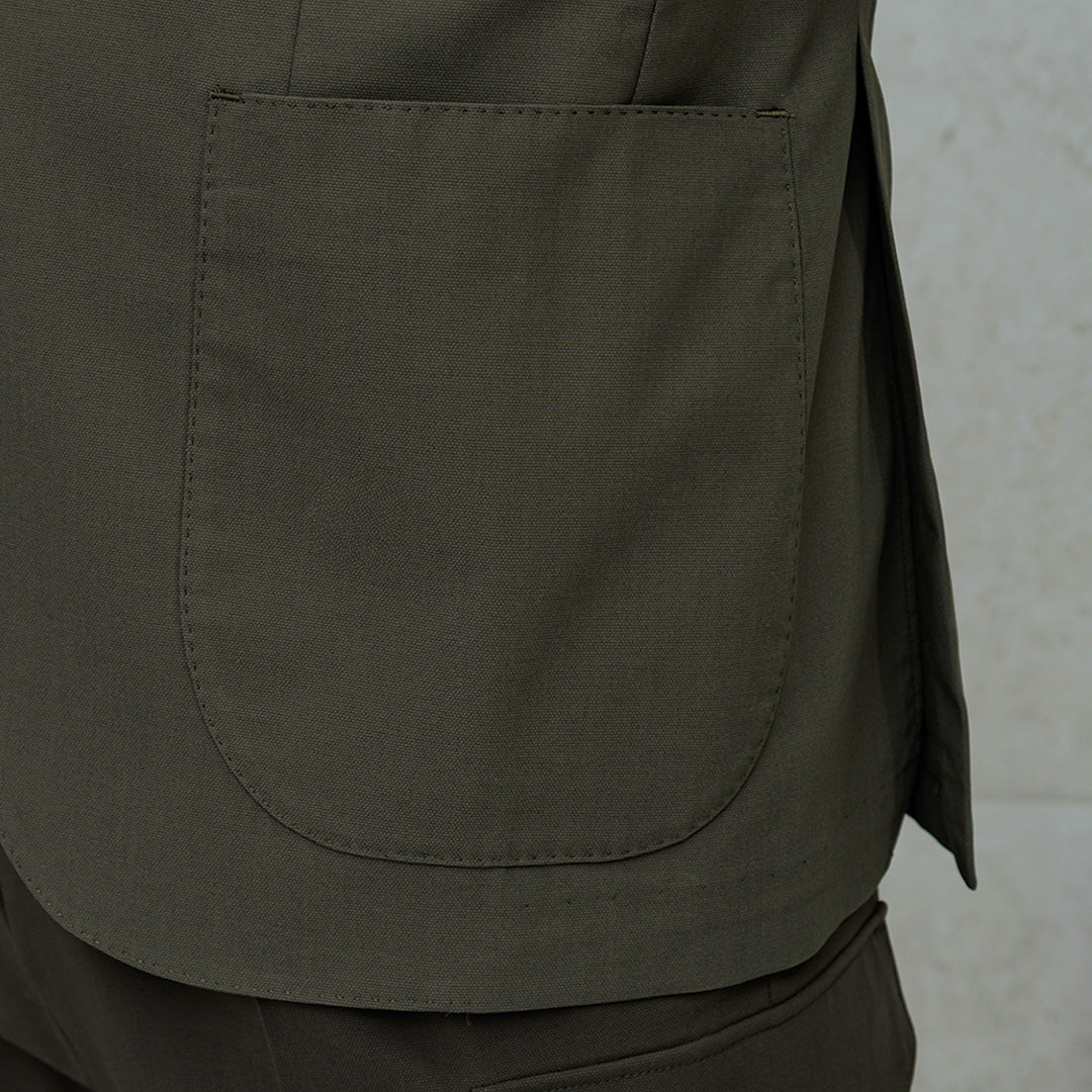 High Twist Cotton Panama Tailored Jacket Color: Olive