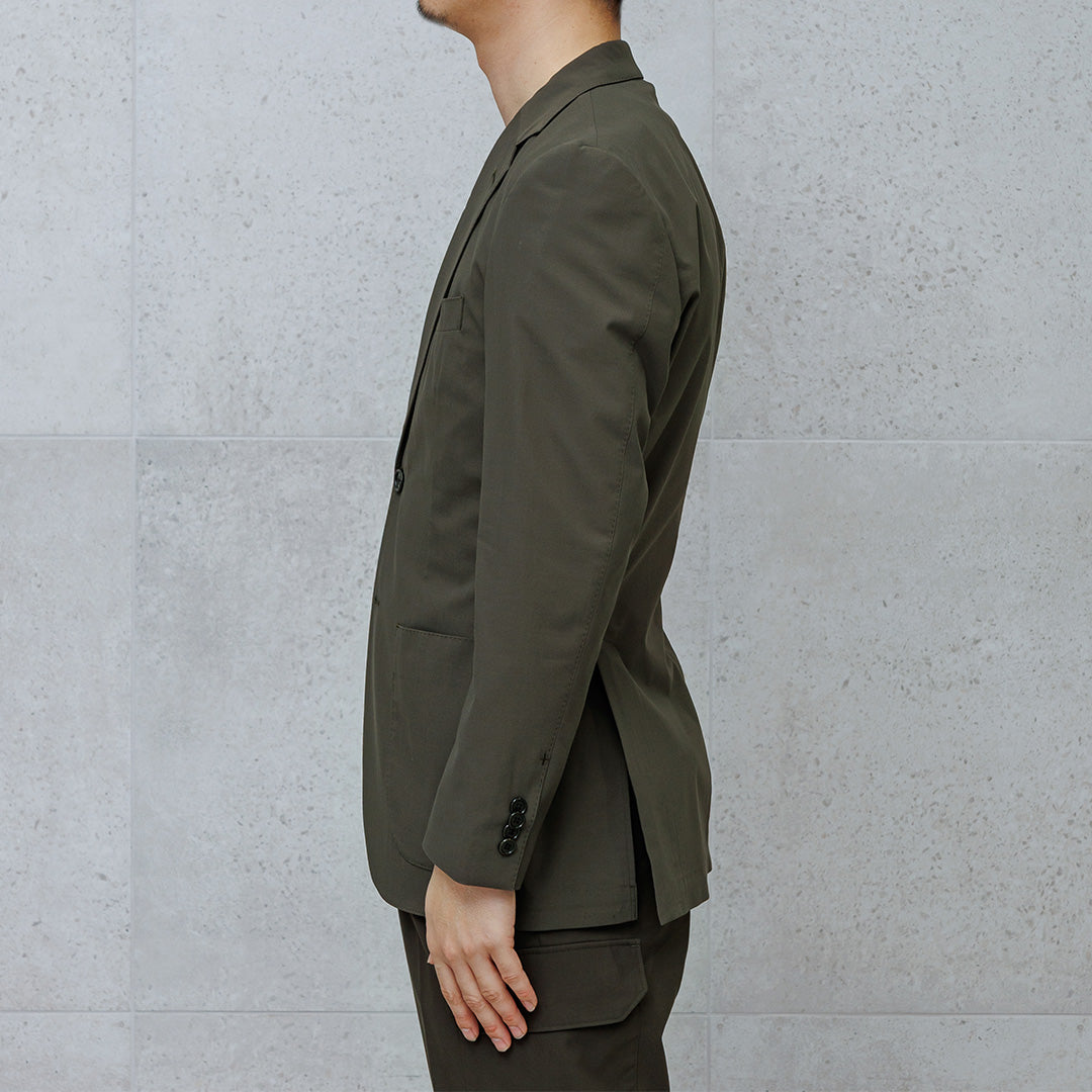 High Twist Cotton Panama Tailored Jacket Color: Olive