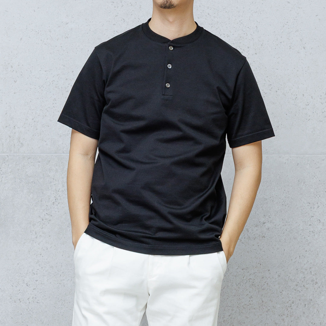 Hybrid Cotton Henley Neck Dress T-shirt Color: Black