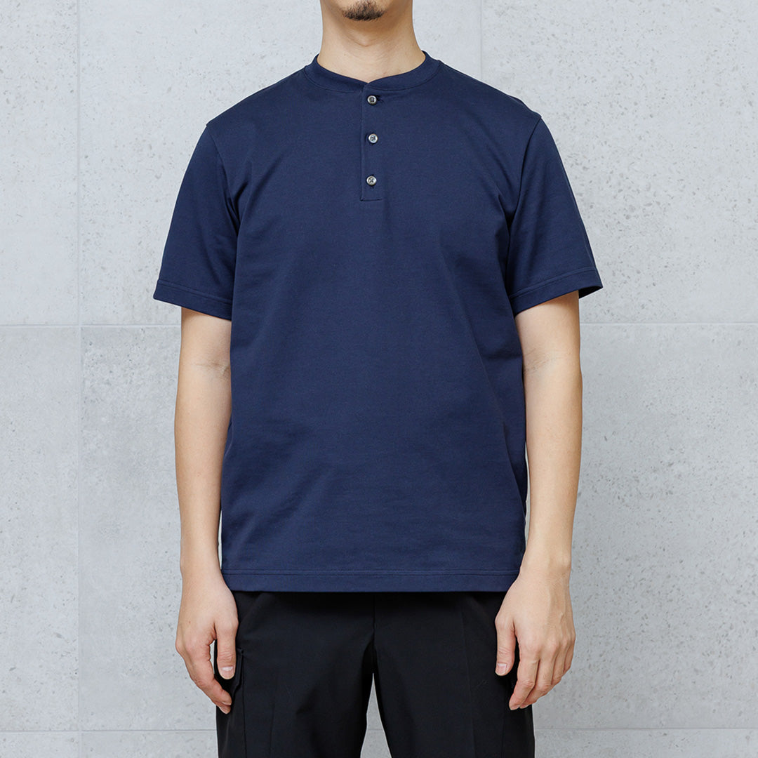 Hybrid Cotton Henley Neck Dress T-shirt Color: Navy