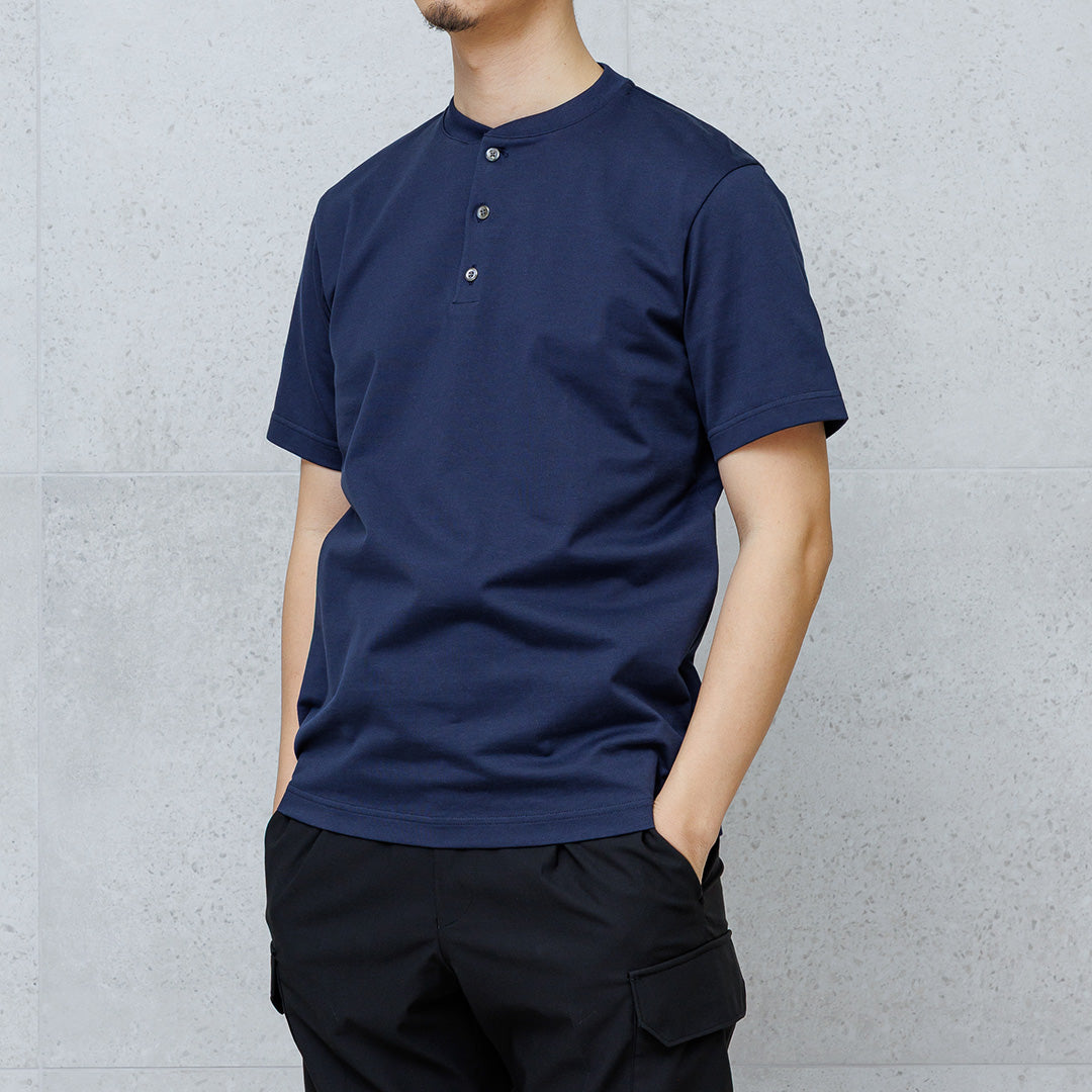Hybrid Cotton Henley Neck Dress T-shirt Color: Navy