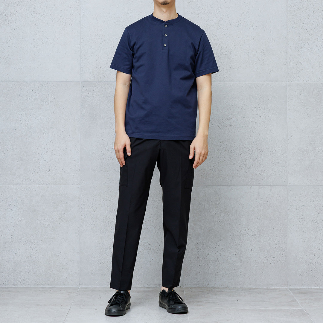 Hybrid Cotton Henley Neck Dress T-shirt Color: Navy