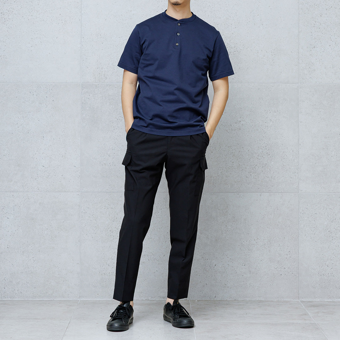 Hybrid Cotton Henley Neck Dress T-shirt Color: Navy