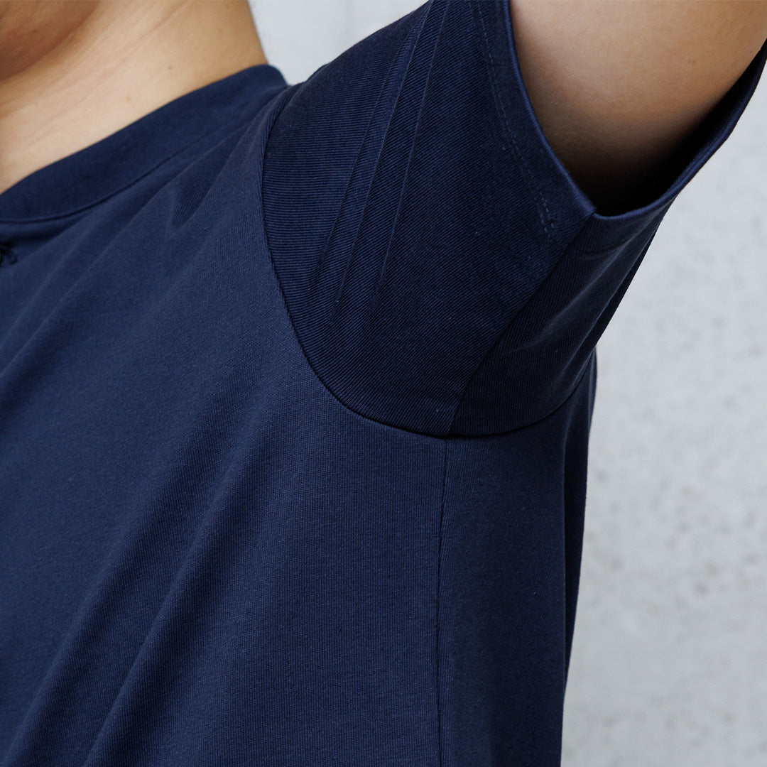 Hybrid Cotton Henley Neck Dress T-shirt Color: Navy