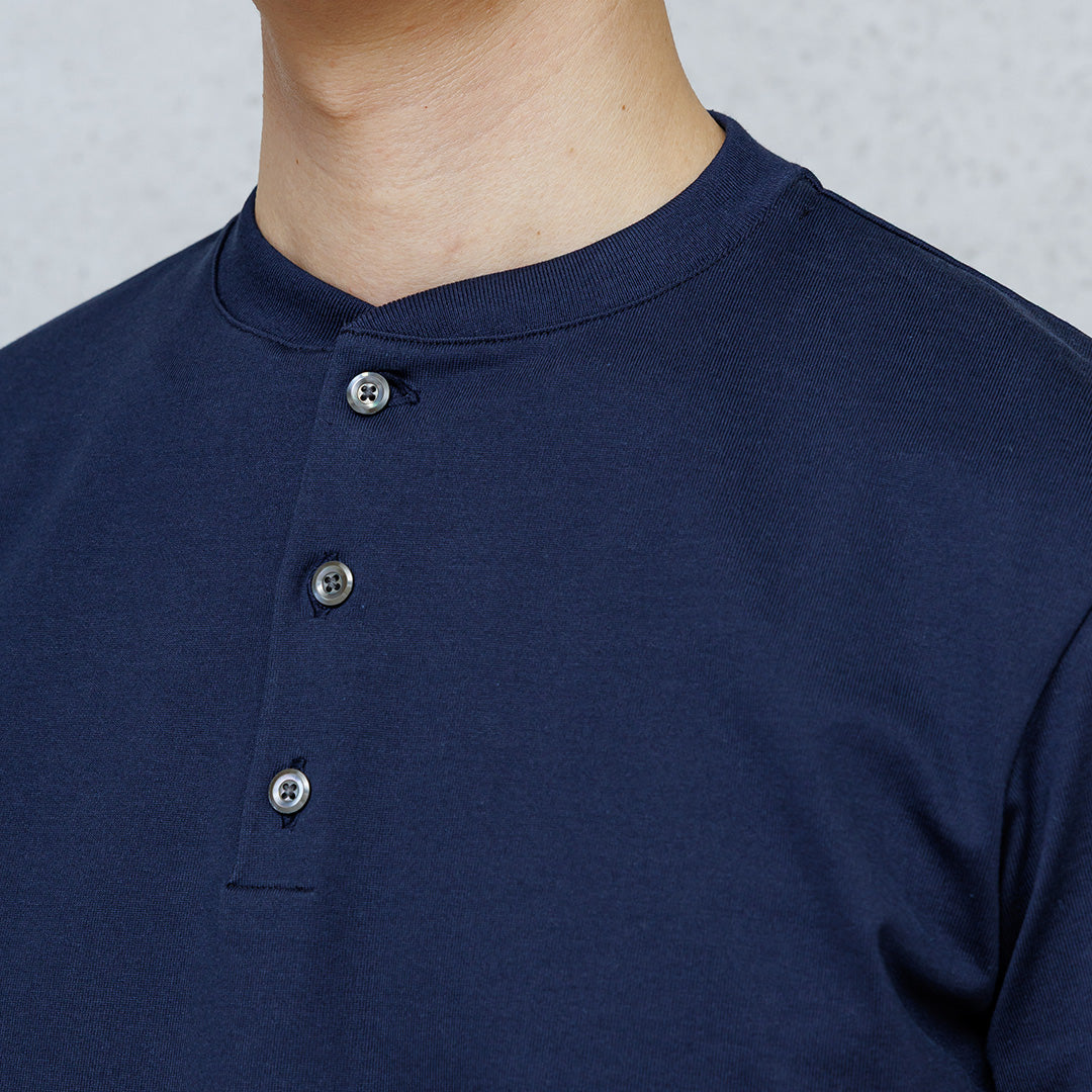 Hybrid Cotton Henley Neck Dress T-shirt Color: Navy