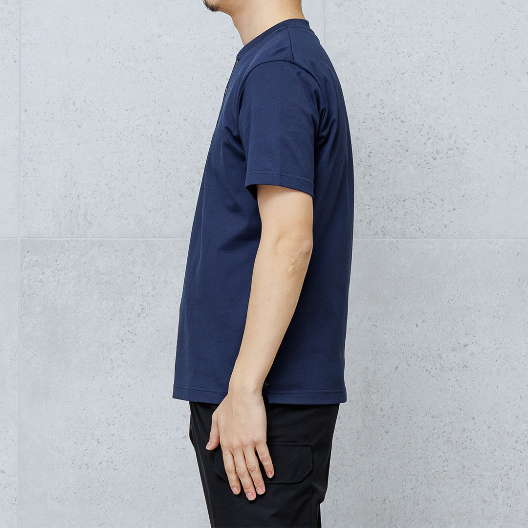 Hybrid Cotton Henley Neck Dress T-shirt Color: Navy