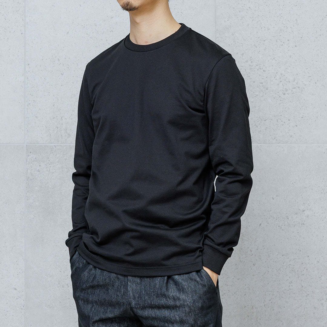 ハイブリッドコットン ロングスリーブドレスTシャツ ブラック