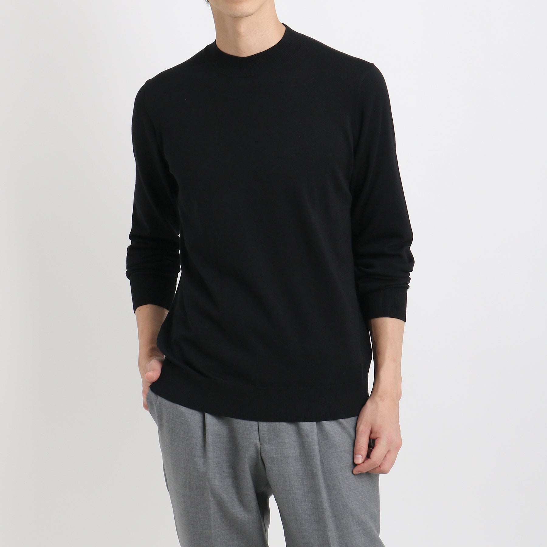 スビンプラチナム モックネックニット ブラック | ＋CLOTHET ONLINE