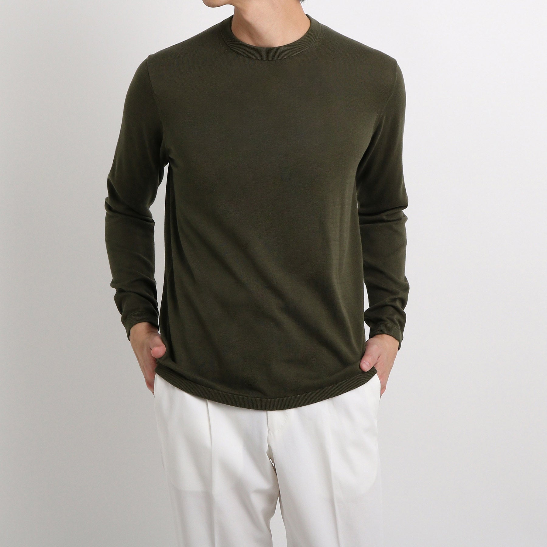 スビンプラチナム クルーネックニット オリーブ | ＋CLOTHET ONLINE