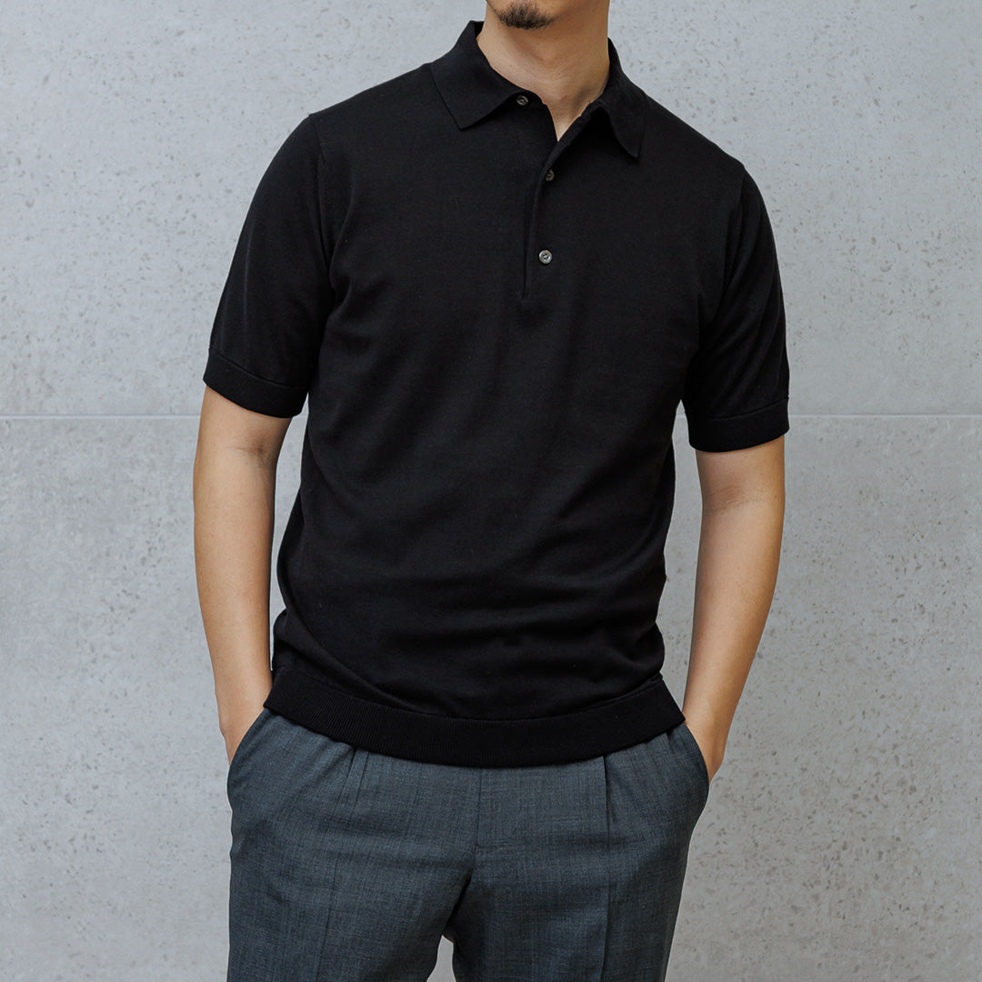 【Renewal】Knit Polo-shirt Color: Black