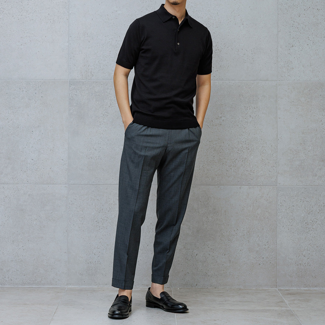 【Renewal】Knit Polo-shirt Color: Black