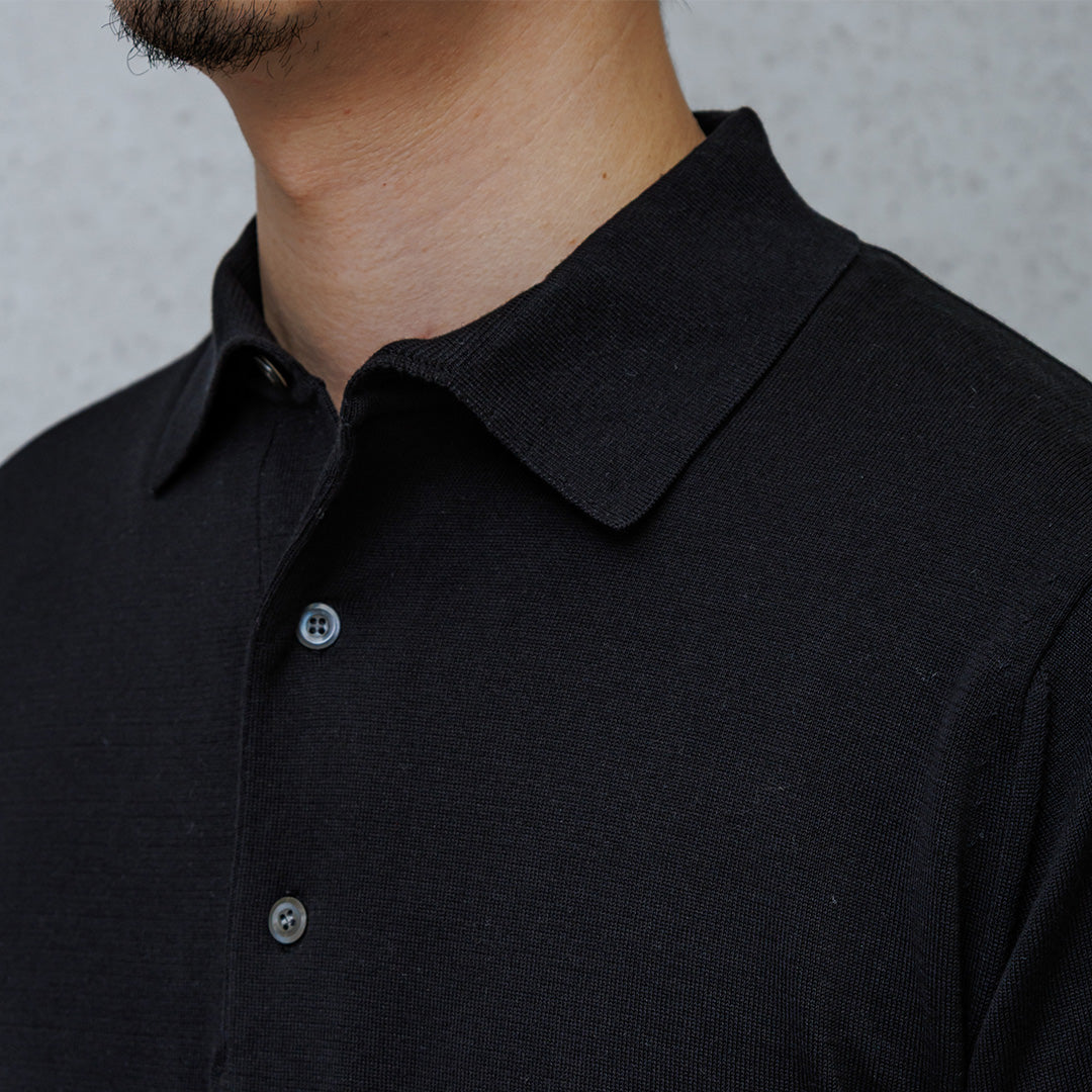 【Renewal】Knit Polo-shirt Color: Black