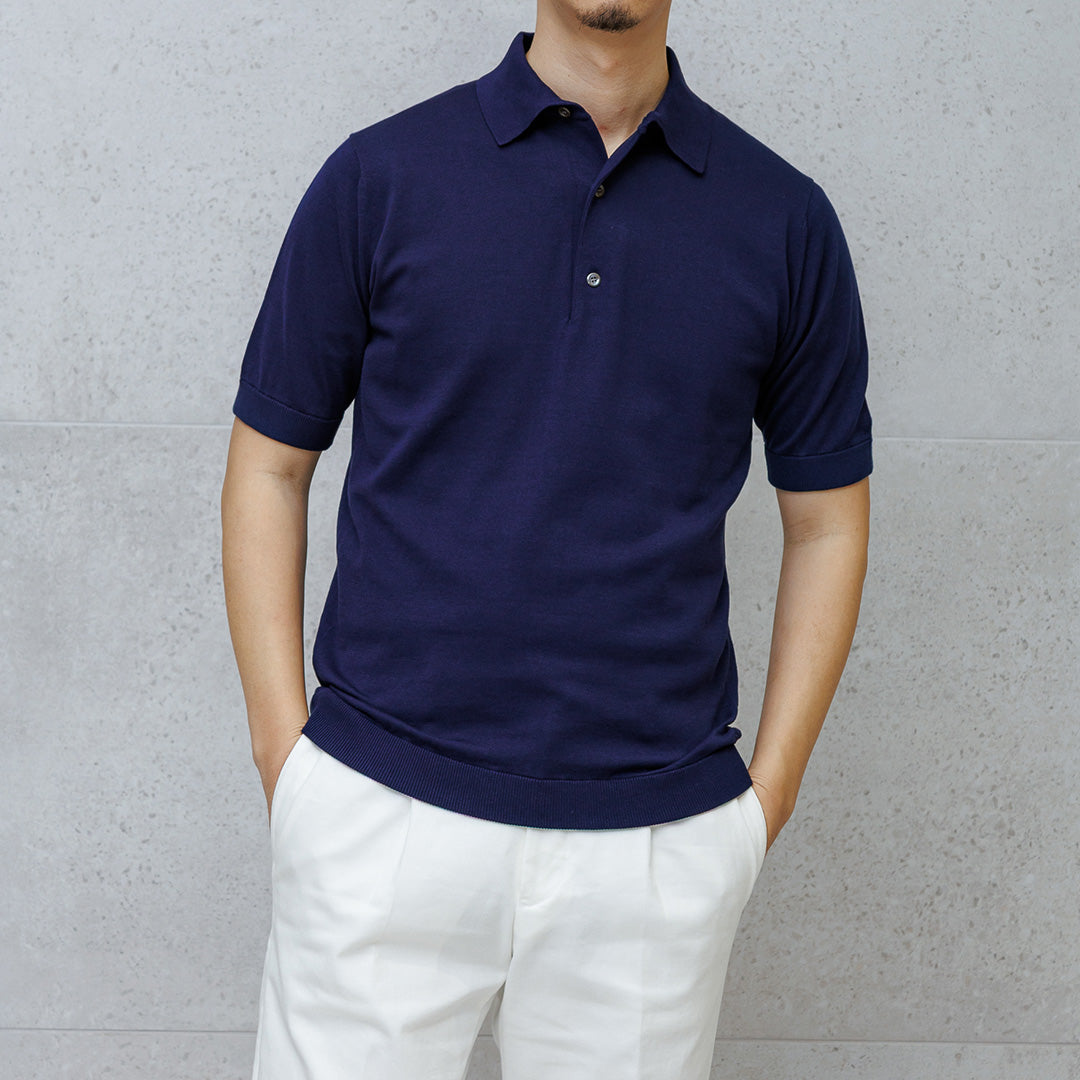 【Renewal】Knit Polo-shirt Color: Deep Blue