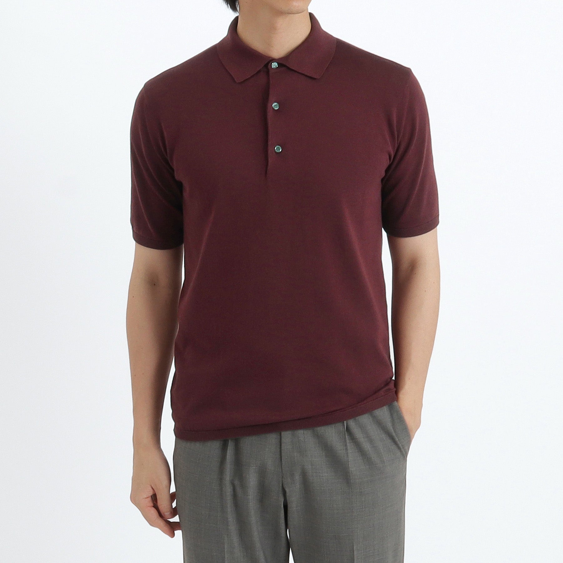 スビンプラチナム ニットポロシャツ ボルドー | ＋CLOTHET ONLINE