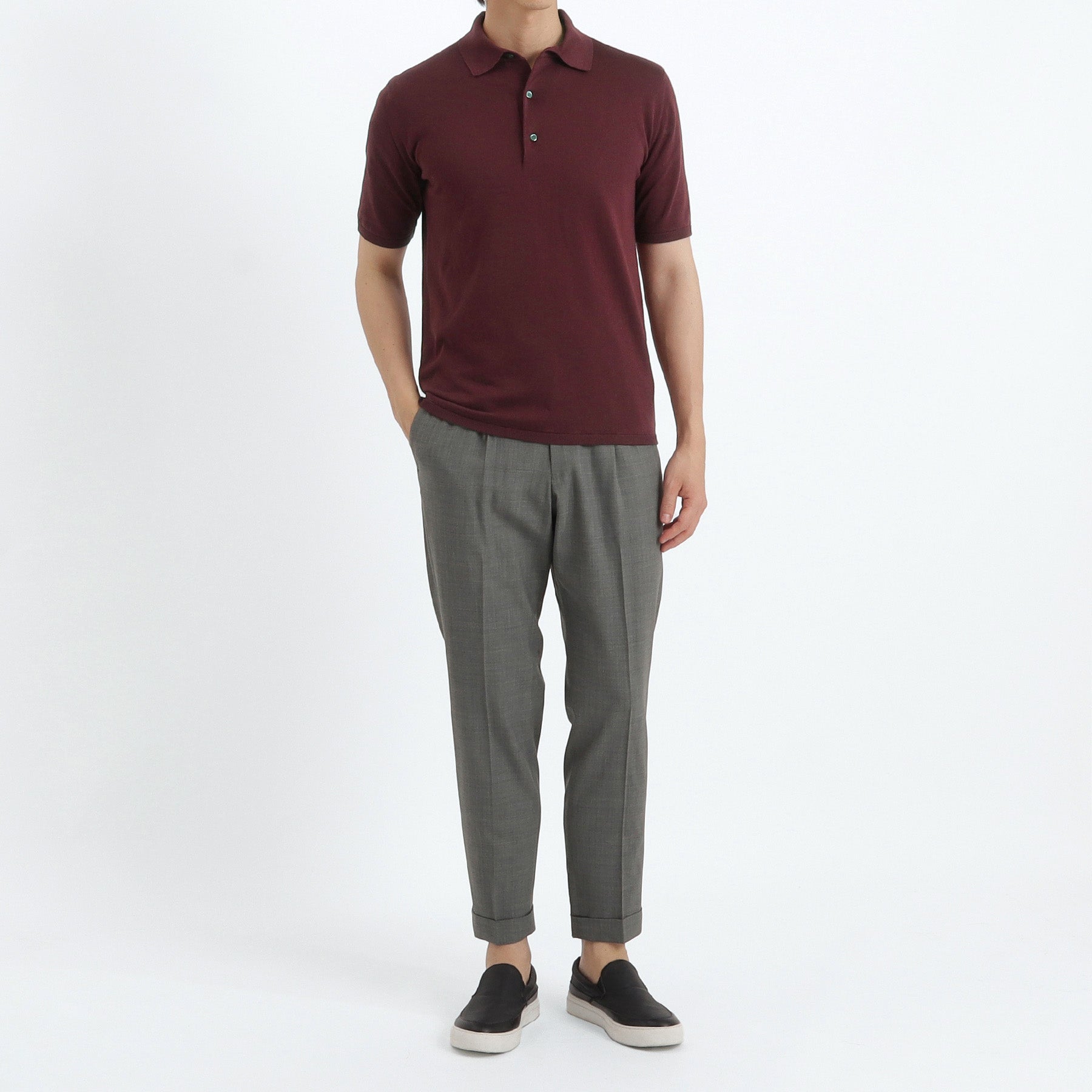 スビンプラチナム ニットポロシャツ ボルドー | ＋CLOTHET ONLINE
