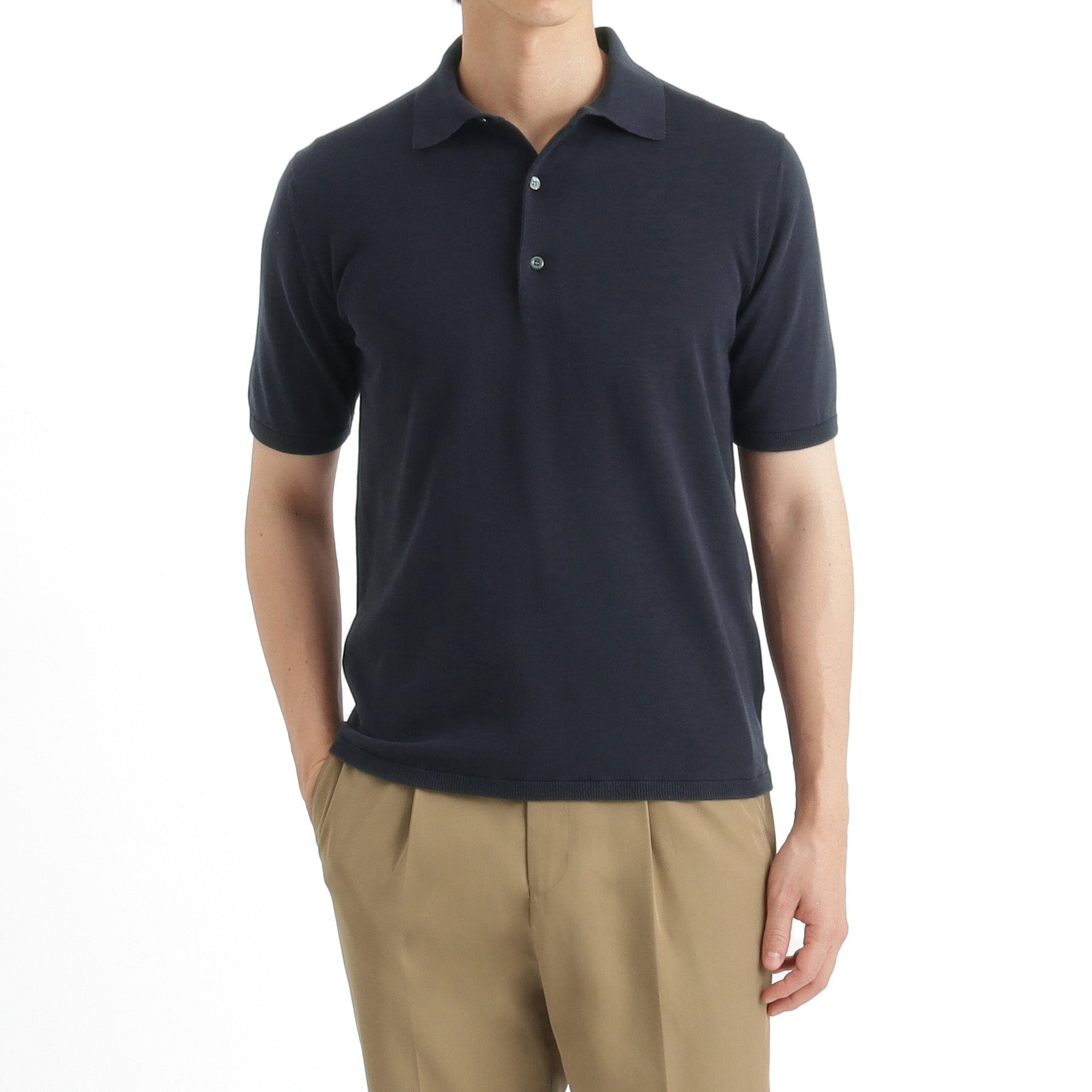 スビンプラチナム ニットポロシャツ ネイビー | ＋CLOTHET ONLINE