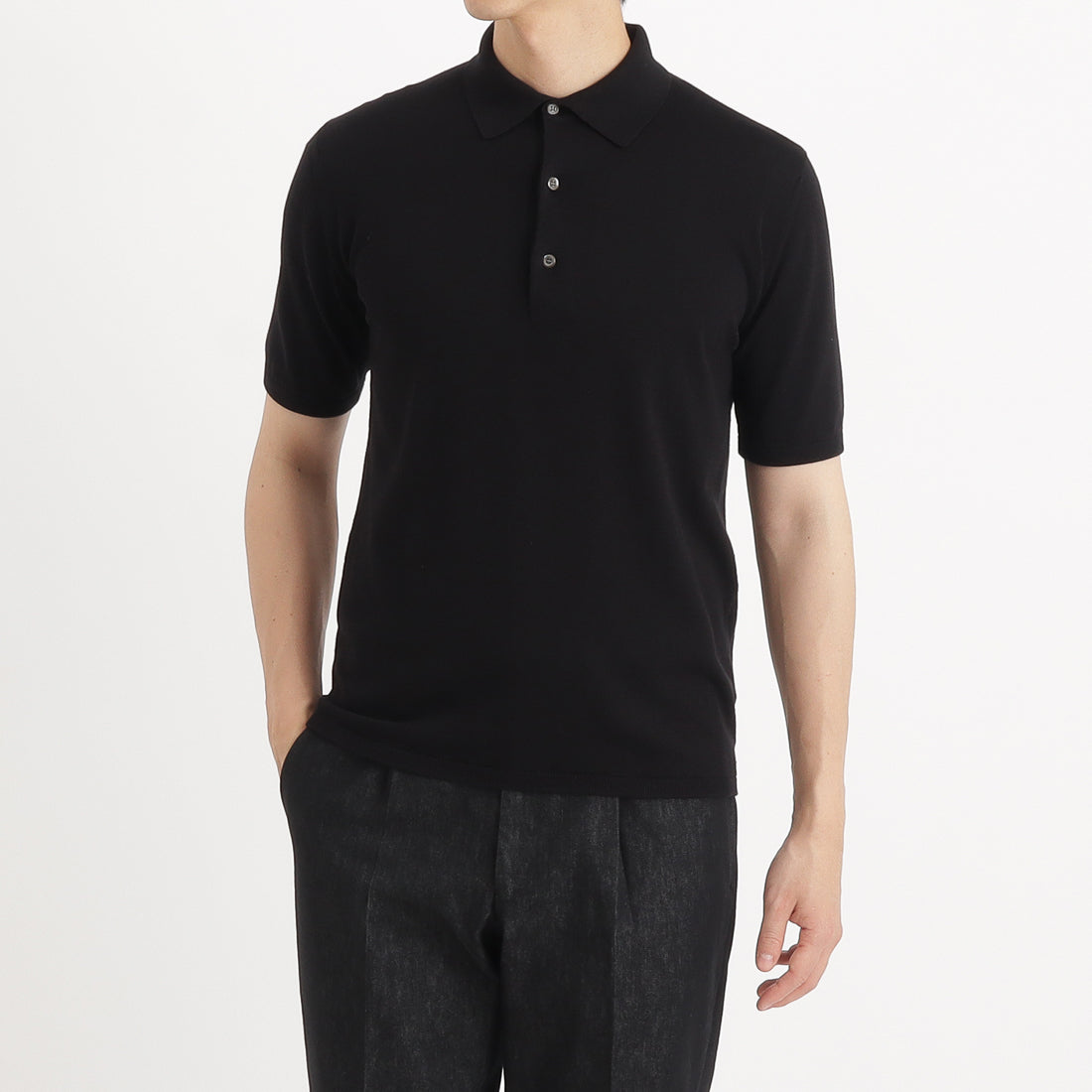 スビンプラチナム ニットポロシャツ ブラック | ＋CLOTHET ONLINE