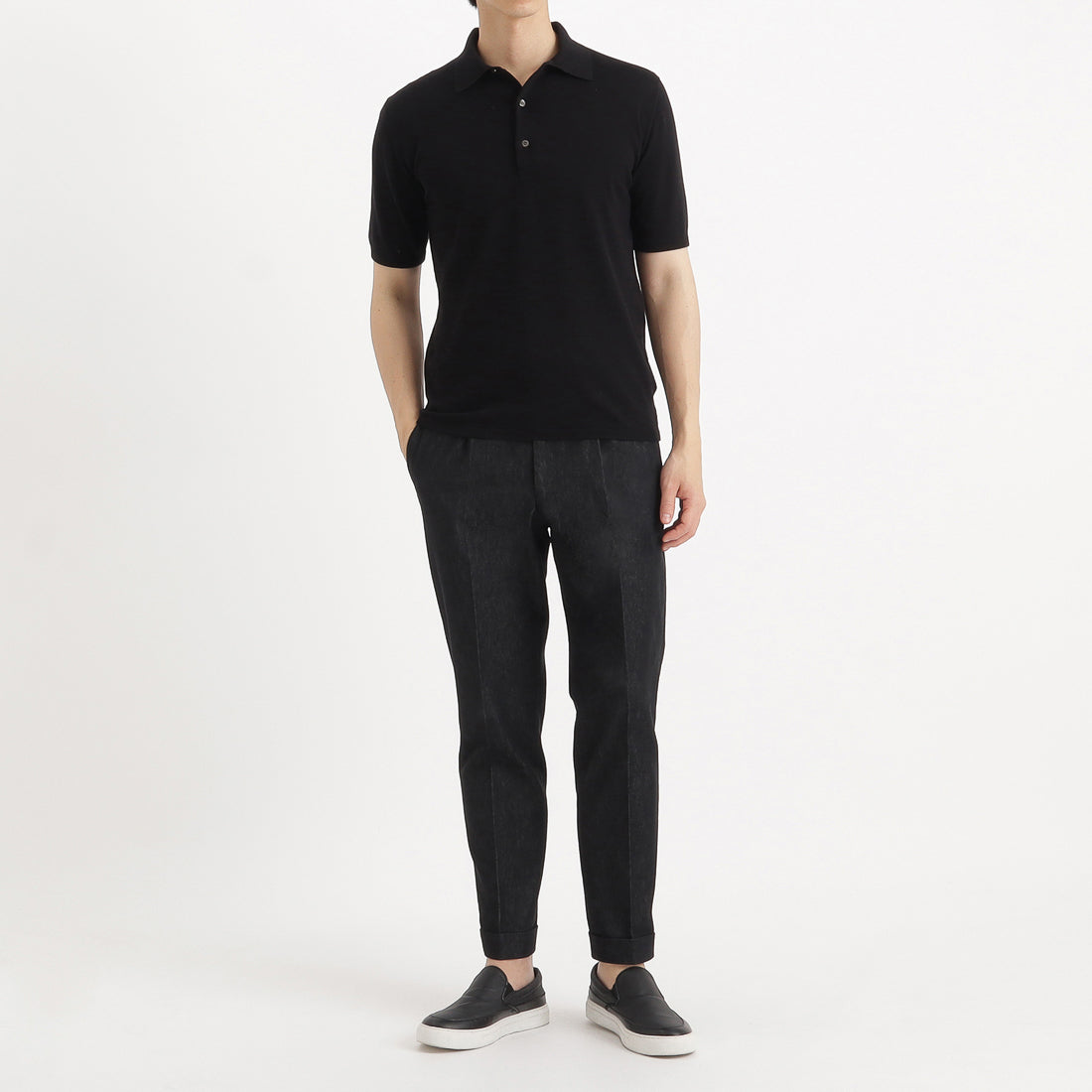 スビンプラチナム ニットポロシャツ ブラック | ＋CLOTHET ONLINE