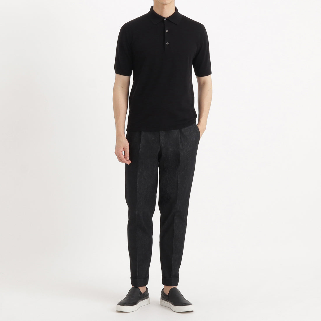 スビンプラチナム ニットポロシャツ ブラック | ＋CLOTHET ONLINE