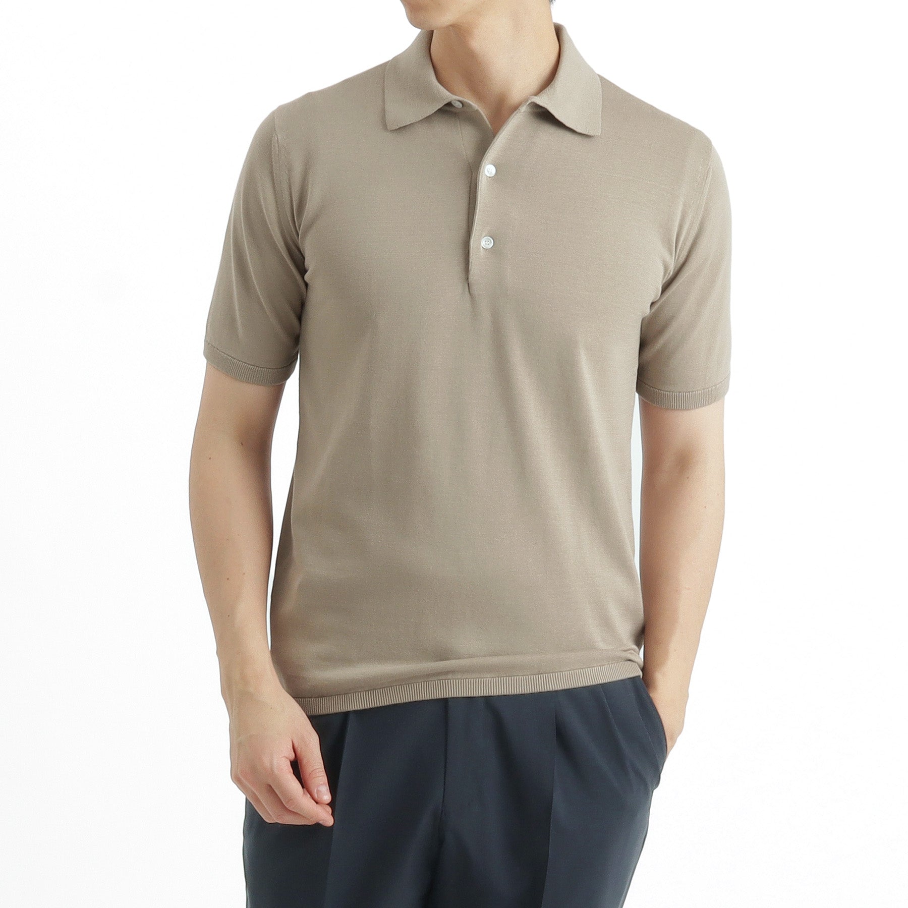 スビンプラチナム ニットポロシャツ サンド | ＋CLOTHET ONLINE