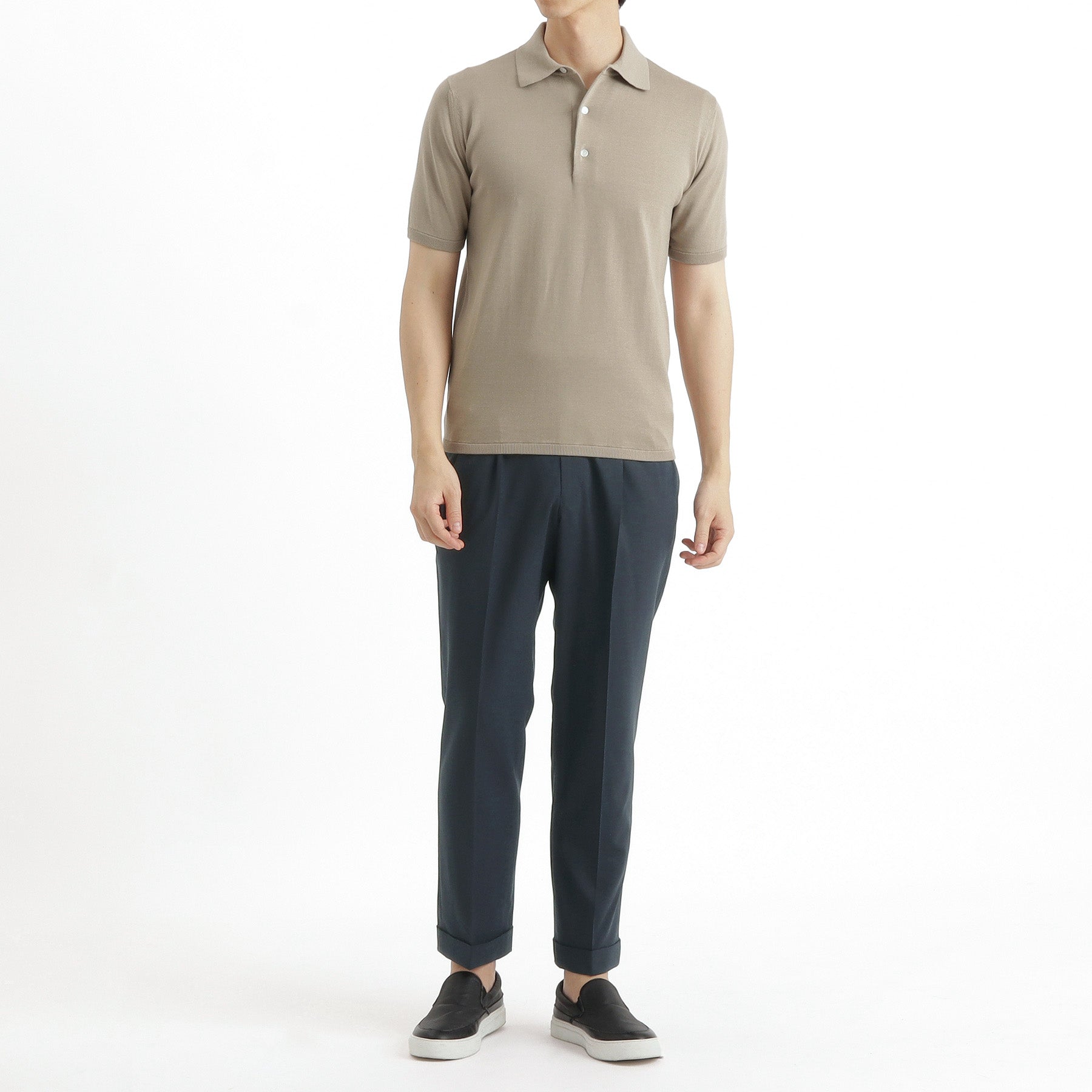 スビンプラチナム ニットポロシャツ サンド | ＋CLOTHET ONLINE