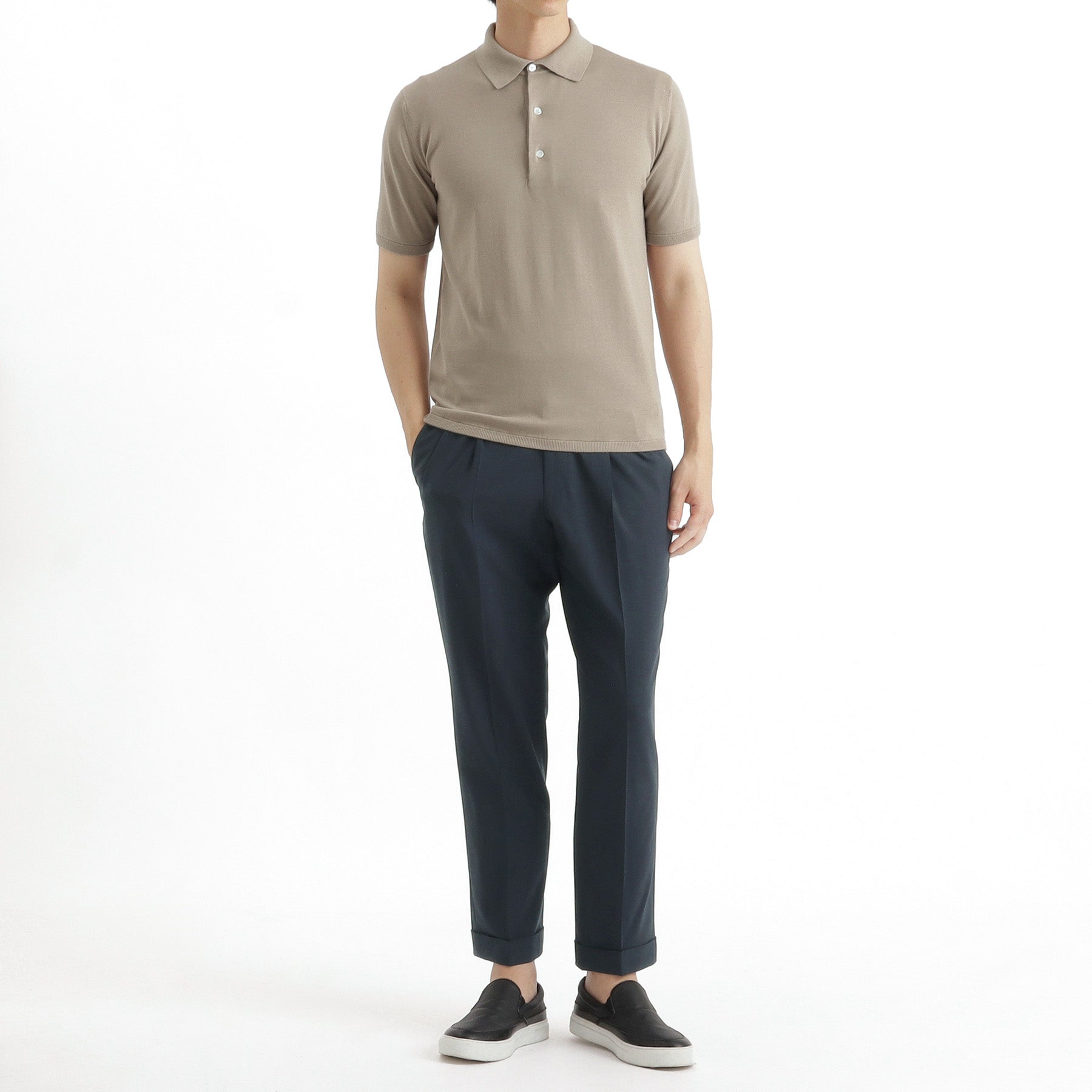 スビンプラチナム ニットポロシャツ サンド | ＋CLOTHET ONLINE