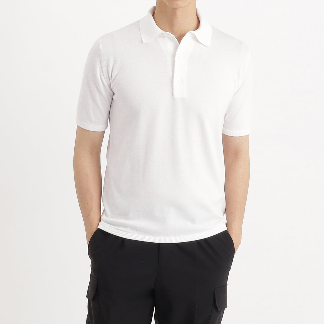 ANTICIPO ニットポロシャツ 白 ホワイト アンティーチポ ANTICIPO ニットポロシャツ 白 ホワイト アンティーチポ メンズ