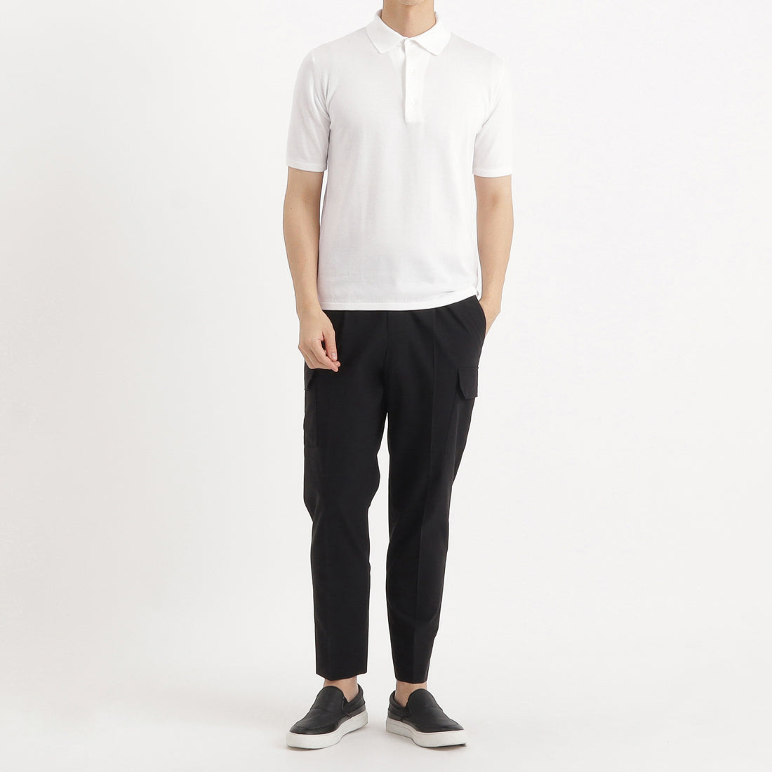 ANTICIPO ニットポロシャツ 白 ホワイト アンティーチポ ANTICIPO ニットポロシャツ 白 ホワイト アンティーチポ メンズ