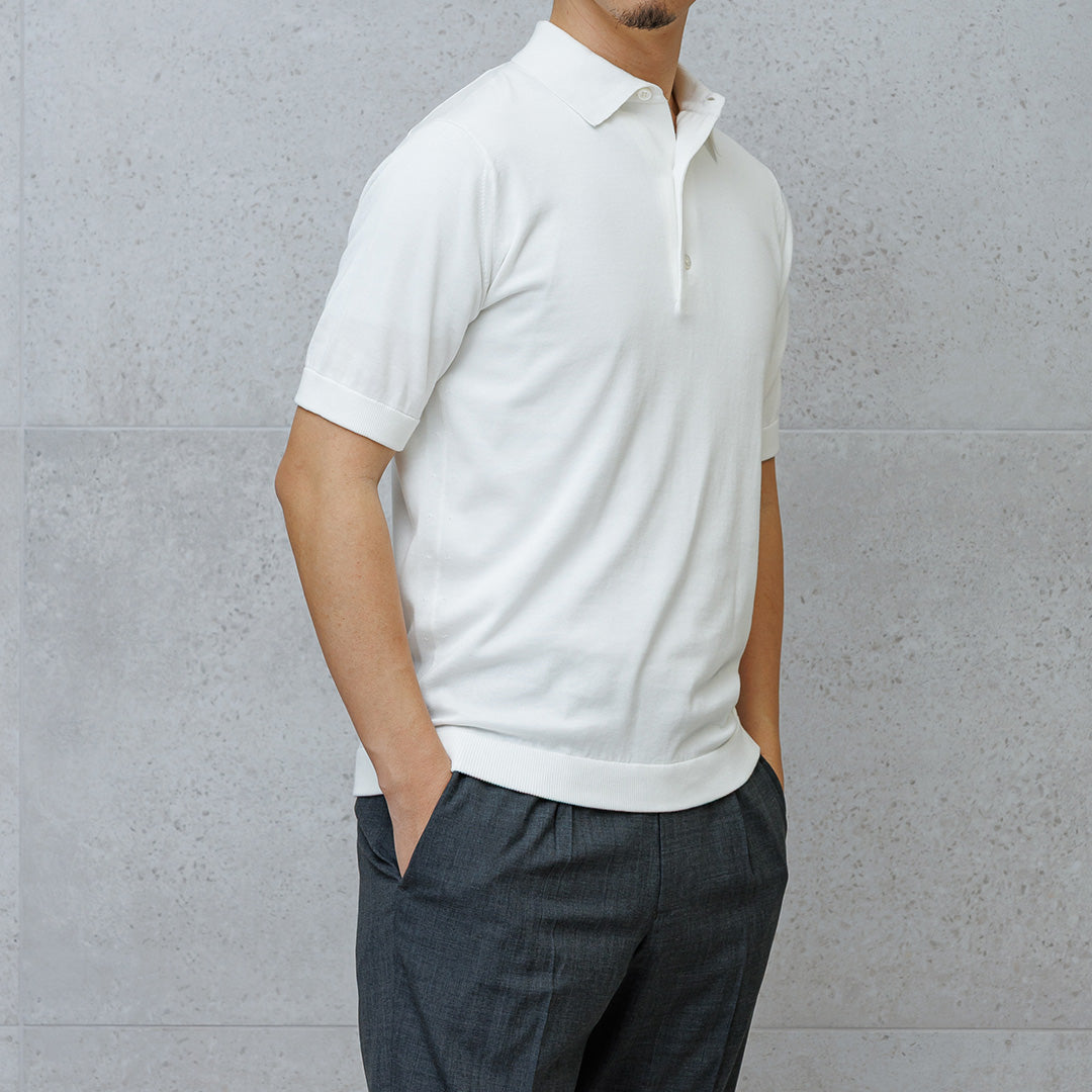 【Renewal】Knit Polo-shirt Color: White