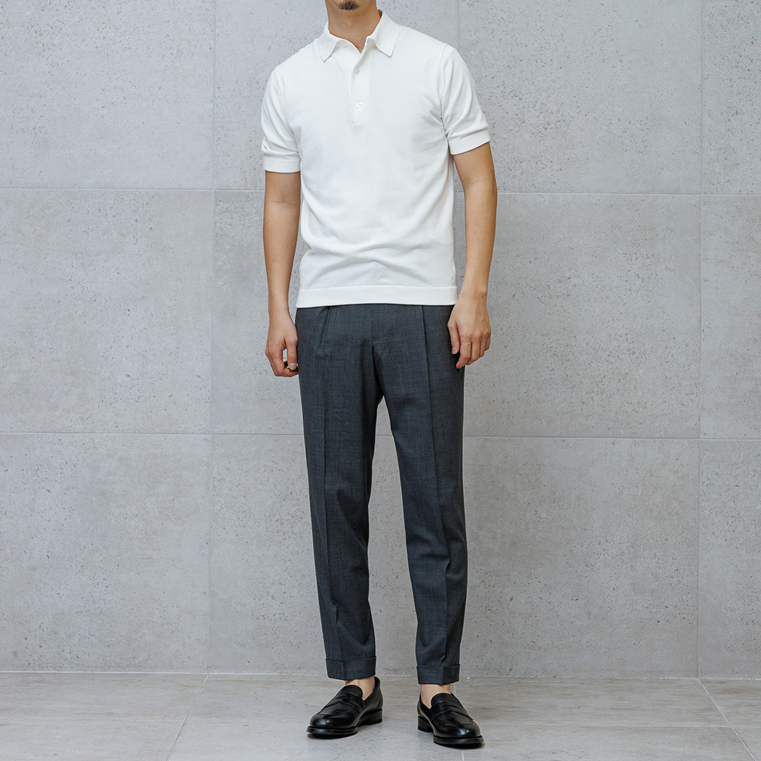 【Renewal】Knit Polo-shirt Color: White