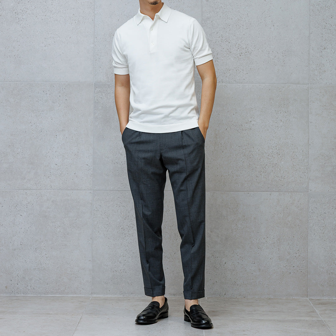 【Renewal】Knit Polo-shirt Color: White