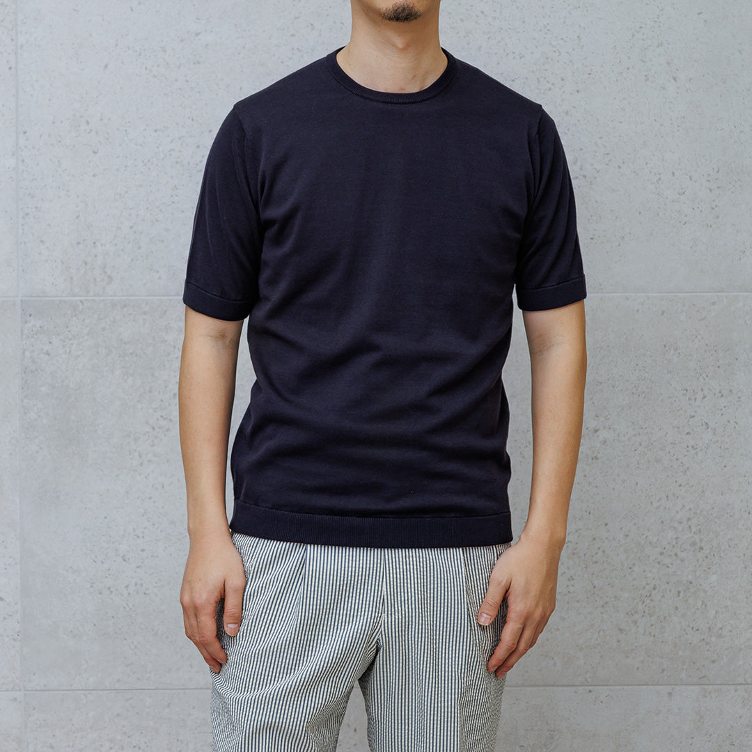 【Renewal】Knit T-shirt Color: Navy
