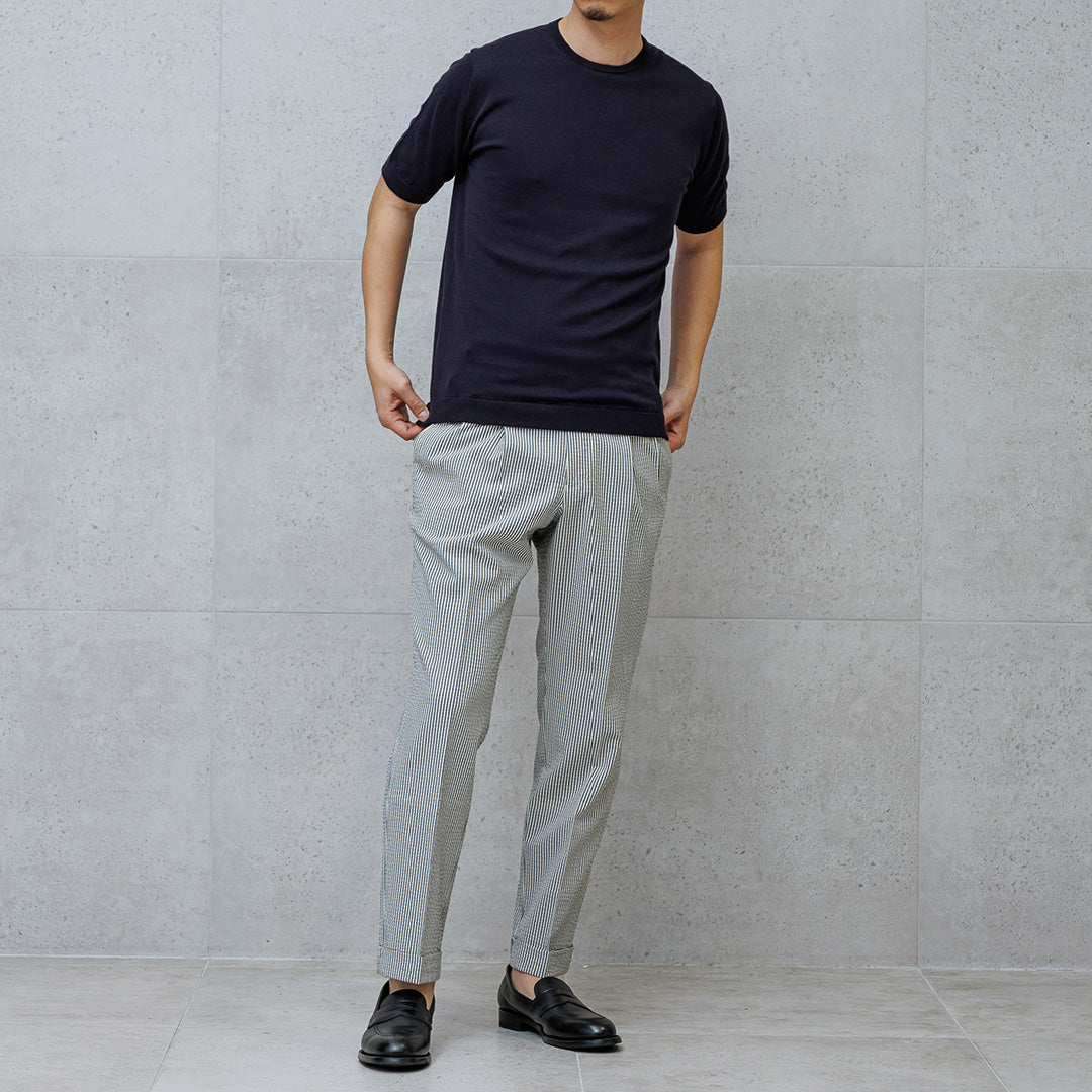 【Renewal】Knit T-shirt Color: Navy