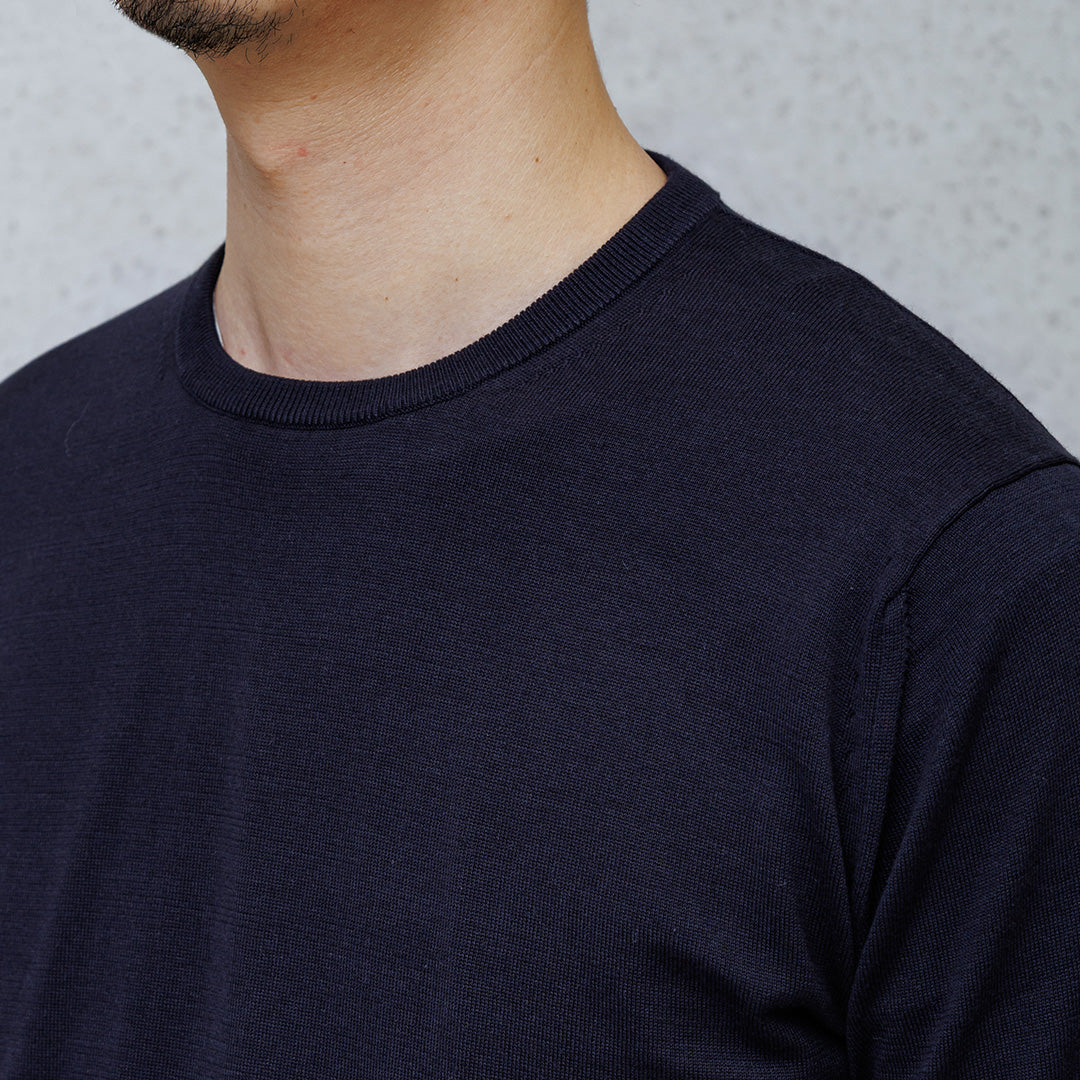 【Renewal】Knit T-shirt Color: Navy