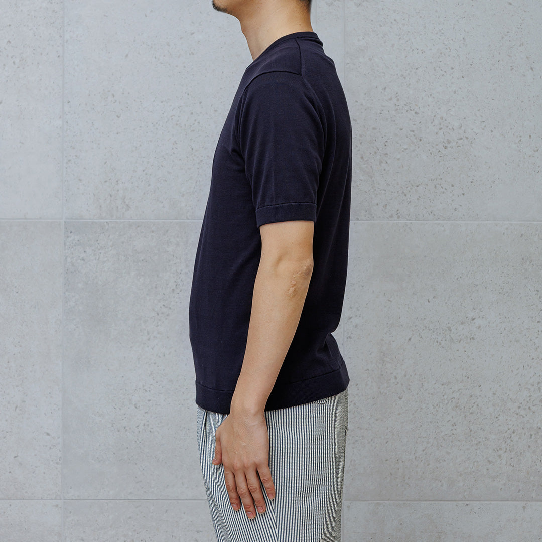 【Renewal】Knit T-shirt Color: Navy
