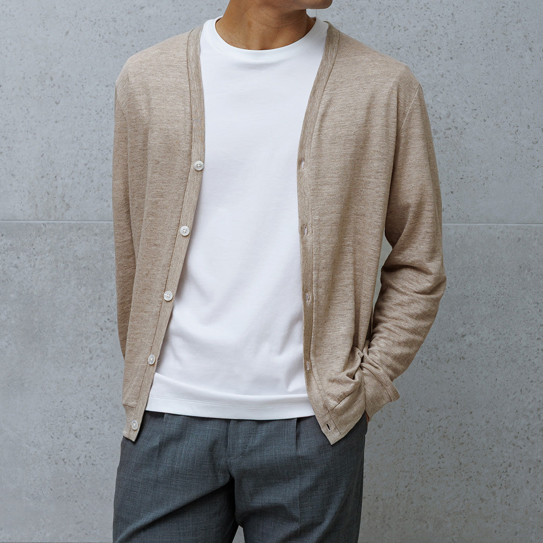 Linen Jersey Cardigan Color: Natural
