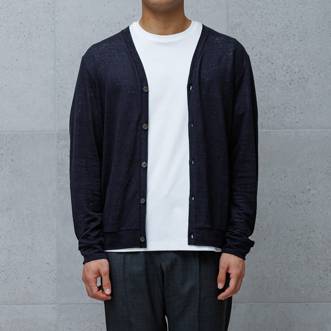 Linen Jersey Cardigan Color: Navy