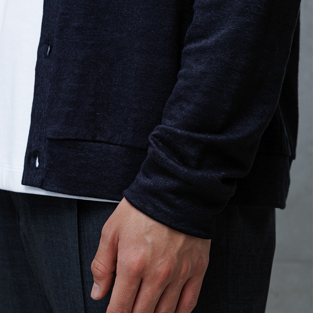 Linen Jersey Cardigan Color: Navy