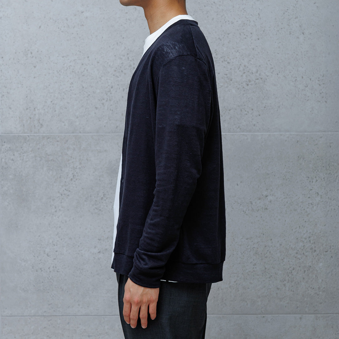 Linen Jersey Cardigan Color: Navy